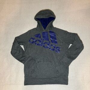 Adidas Men's Medium Gray Hoodie Sweatshirt Pullover Logo‎ Longsleeve Activewear